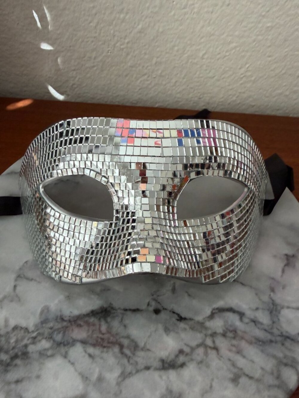 NEW Quality Disco Glass Mirror Mask Silver Mosaic Masquerade Halloween Costume